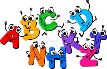 Cartoon Illustration of Funny Capital Letter Characters Alphabet Group for Children Education