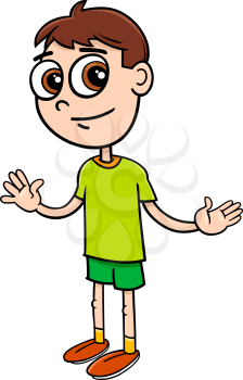 Cartoon Illustration of Preschool or Elementary School Age Boy