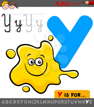 Educational Cartoon Illustration of Letter Y from Alphabet with Yellow Color for Children 