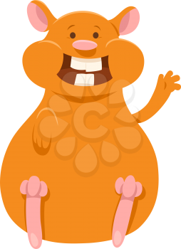 Cartoon Illustration of Happy Hamster Animal Character