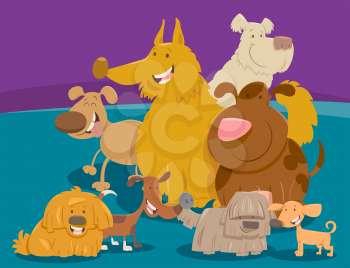 Cartoon Illustration of Funny Dogs Animal Characters Group
