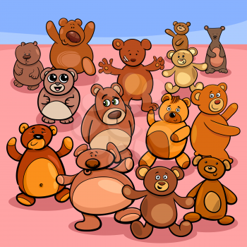 Cartoon Illustration of Teddy Bears Objects Characters Group