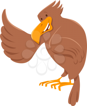 Cartoon Illustration of Eagle Bird Funny Wild Animal Character