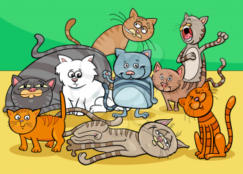 Cartoon Illustration of Funny Cats or Kittens Animal Characters Group