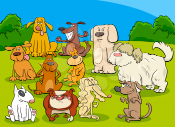 Cartoon Illustration of Funny Dogs Pet Animal Comic Characters Group