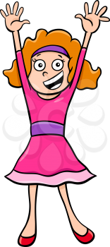 Cartoon Illustration of Elementary School Age or Teenage Girl Character in Party Clothes
