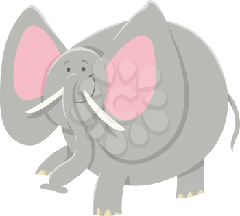 Cartoon Illustration of African Elephant Safari Animal Character