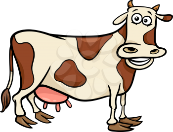 Cartoon Illustration of Milker Cow Farm Animal Character