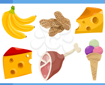 Cartoon Illustration Set of Food Objects