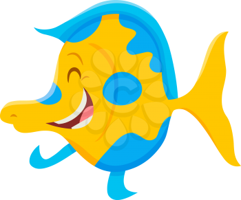 Cartoon Illustration of Happy Fish Sea Animal Character