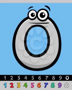 Cartoon Illustrations of Zero Basic Number Character Educational Collection