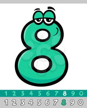 Cartoon Illustrations of Eight Basic Number Character Educational Collection