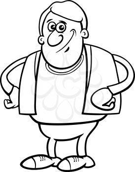 Black and White Cartoon Illustration of Comic Man Funny Character Coloring Book
