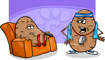 Cartoon Humor Concept Illustration of Couch Potato Saying