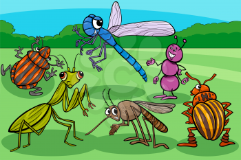 Cartoon Illustration of Insects and Bugs Funny Animal Characters Group
