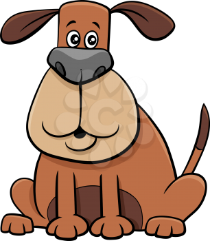 Cartoon Illustration of Funny Sitting Dog Comic Animal Character