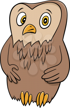 Cartoon Illustration of Funny Owl Bird Wild Animal Character