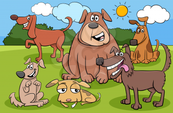 Cartoon Illustration of Dogs and Puppies Pet Animal Comic Characters Group