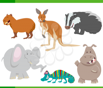 Cartoon Illustration of Wild Funny Animal Characters Set