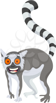 Cartoon Illustration of Funny Lemur Wild Primate Animal Character