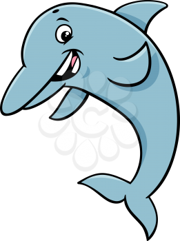 Cartoon Illustration of Dolphin Sea Life Animal Character