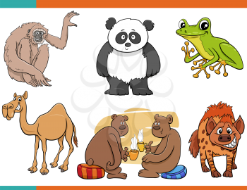 Cartoon illustration of funny different animals comic characters set