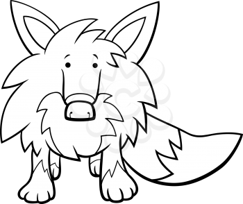 Black and White Cartoon Illustration of Funny Fox Wild Animal Character Coloring Book Page