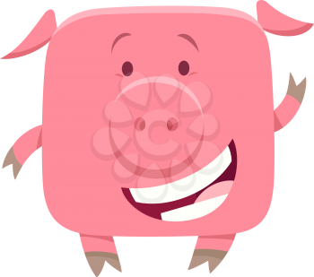 Cartoon Illustration of Cute Funny Pig or Piglet Farm Animal Character