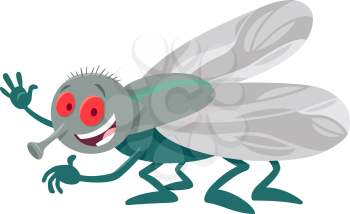 Cartoon Illustration of Funny Fly Insect Comic Animal Character