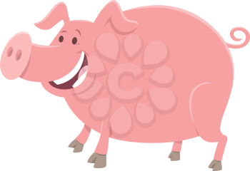 Cartoon illustration of happy pig or piglet farm animal character