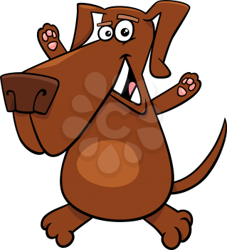 Cartoon Illustration of Happy Brown Dog Animal Character