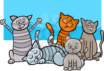 Cartoon Illustration of Cats or Kittens Animal Characters Group