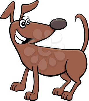 Cartoon Illustration of Happy Dog Comic Animal Character