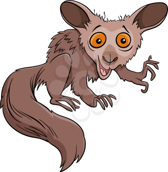 Cartoon Illustration of Aye-Aye Wild Animal Character