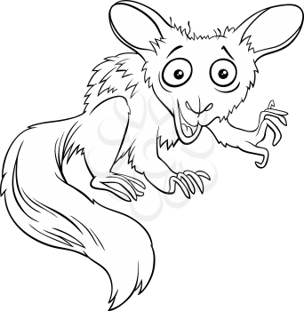 Black and White Cartoon Illustration of Aye-Aye Wild Animal Character Coloring Book Page