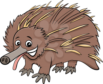Cartoon Illustration of Echidna Wild Animal Character