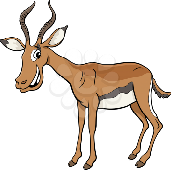 Cartoon Illustration of Funny African Impala Wild Animal Comic Character