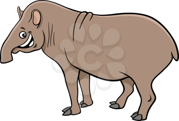 Cartoon Illustration of Funny South American Tabir Wild Animal Comic Character