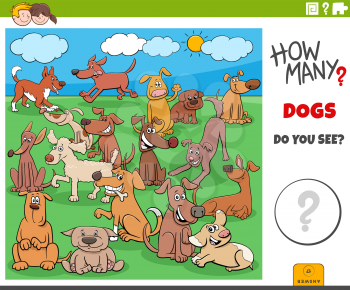 Illustration of Educational Counting Game for Kids with Cartoon Funny Dogs Animal Characters Group Outdoor