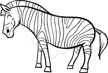 Black and White Cartoon Illustration of Funny Zebra Wild Animal Character Coloring Book