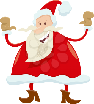Cartoon illustration of happy Santa Claus character celebrating Christmas time