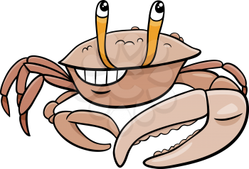 Cartoon illustration of funny fiddler crab animal character