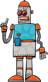 Cartoon illustration of funny robot fantasy comic character