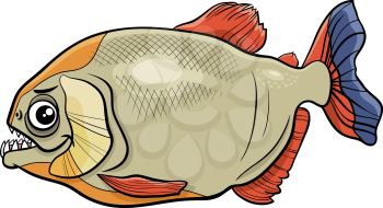 Cartoon illustration of piranha fish animal character