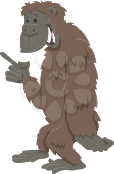 Cartoon illustration of funny gorilla ape comic animal character