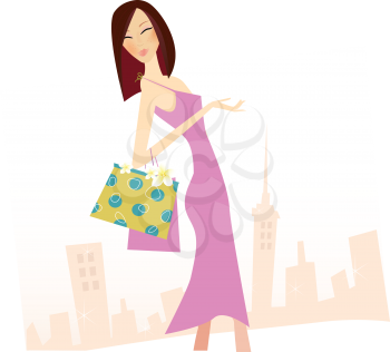 Royalty Free Clipart Image of a Woman Shopping