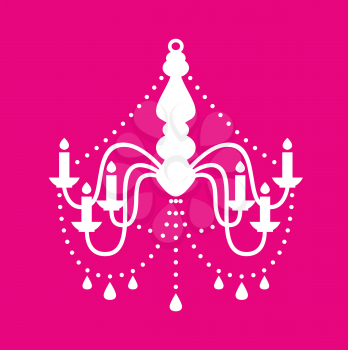 Royalty Free Clipart Image of a Chandelier on Pink