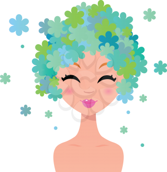 Royalty Free Clipart Image of a Woman With Flowers in Her Hair