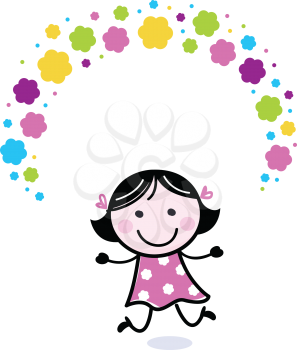 Royalty Free Clipart Image of a Girl With Flowers