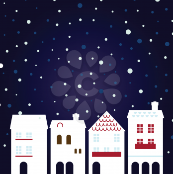 Cute christmas town. Stylized illustration ( vector )